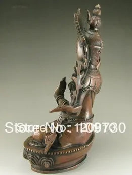 Chinese hand-carved folk collection old bronze Manjushri Buddha statue