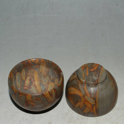 Chinese handmade jade carving Natural jades Hand-carved jade bowls a pair