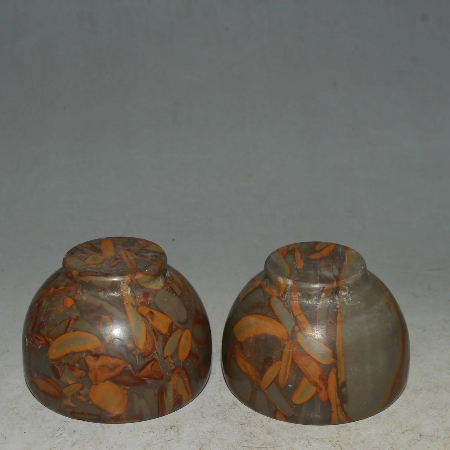 Chinese handmade jade carving Natural jades Hand-carved jade bowls a pair