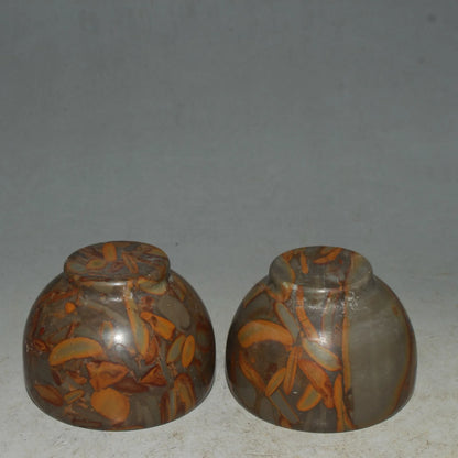 Chinese handmade jade carving Natural jades Hand-carved jade bowls a pair