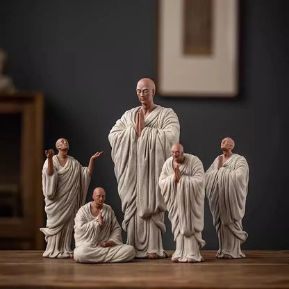 Chinese handmade purple sand small monk ornaments, creative ceramic figures, small shamans, home and living room Zen decorations