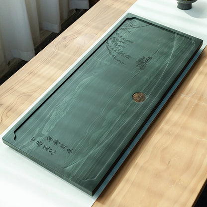 Chinese heavy tea tray for kungfu tea set Rare natural stone tea table weighted serving tray tea boat water draining ball pipe