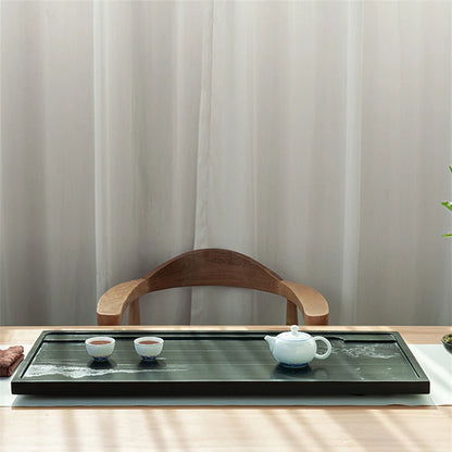 Chinese heavy tea tray for kungfu tea set Rare natural stone tea table weighted serving tray tea boat water draining ball pipe