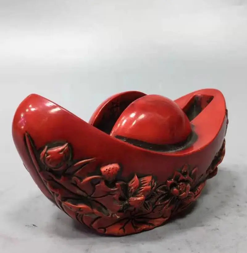 Chinese imitation red coral Ingots shape business cards box crafts statue