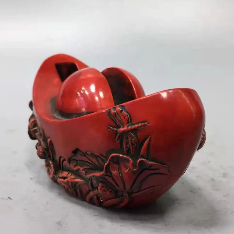 Chinese imitation red coral Ingots shape business cards box crafts statue