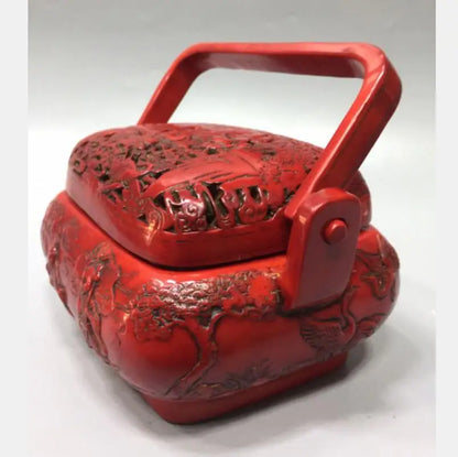 Chinese imitation red coral Two fairy Incense burner crafts statue