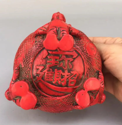 Chinese imitation red coral bag shape Incense burner crafts statue
