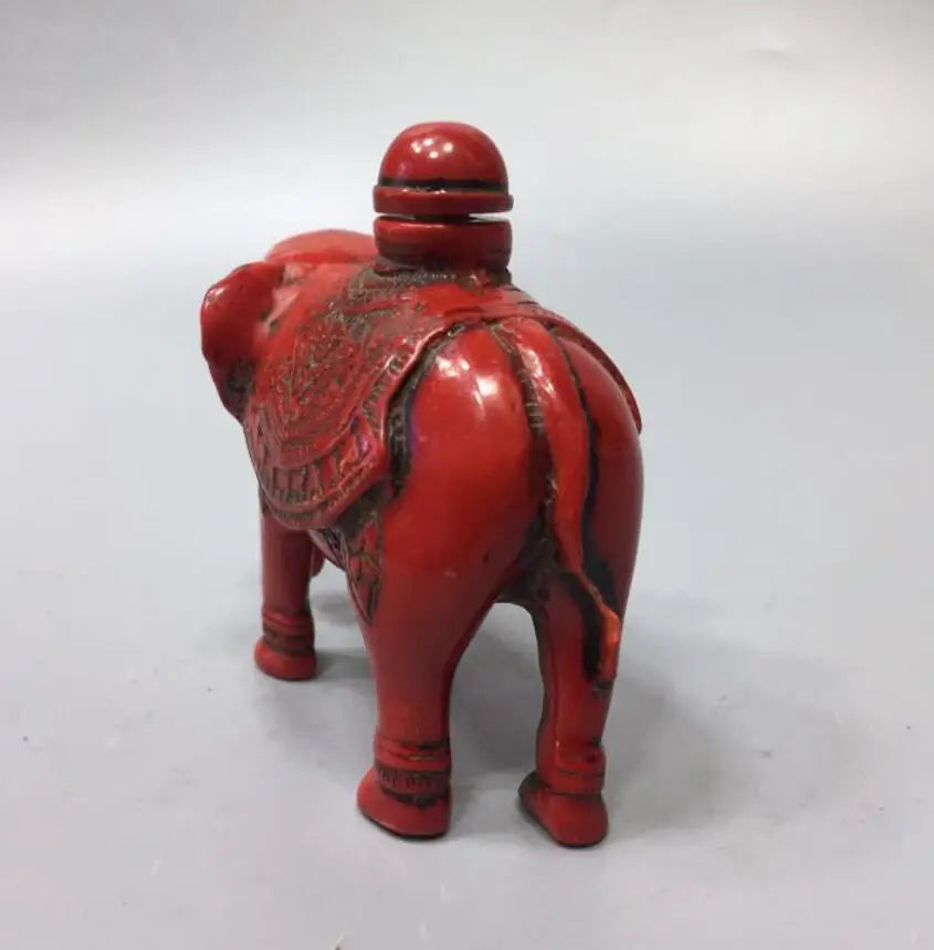 Chinese imitation red coral elephant snuff bottle crafts statue