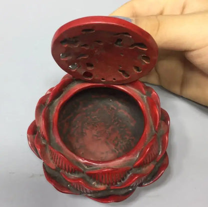 Chinese imitation red coral lotus Incense burner small crafts statue