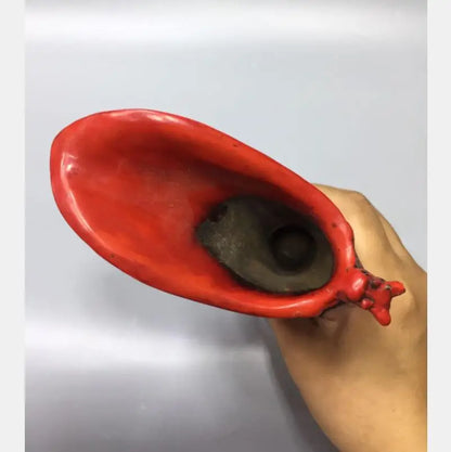 Chinese imitation red coral sheep head wine cup crafts statue