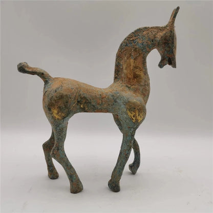 Chinese junk collection antique bronze gilt Han Dynasty horse home decoration
