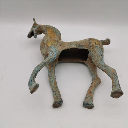 Chinese junk collection antique bronze gilt Han Dynasty horse home decoration