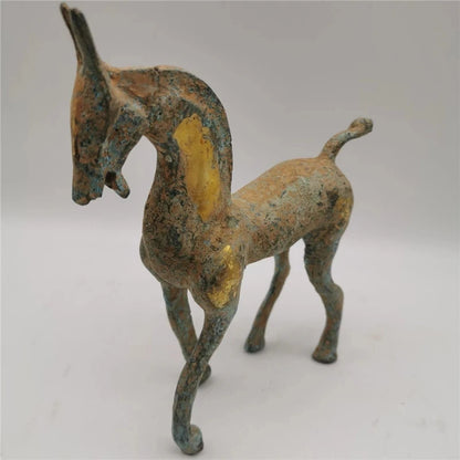 Chinese junk collection antique bronze gilt Han Dynasty horse home decoration