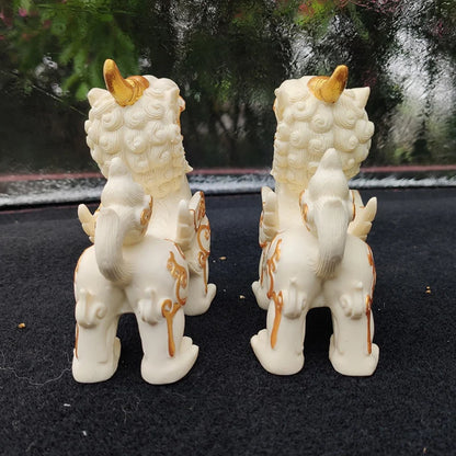 Chinese mascot Kirin Statue Resin Art Sculpture Mythical lucky animals Home Living Room, Room Office Decorations A pair