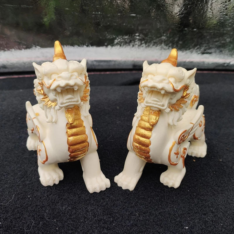 Chinese mascot Kirin Statue Resin Art Sculpture Mythical lucky animals Home Living Room, Room Office Decorations A pair