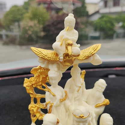 Chinese myth Characters Eight Immortals Crossing the Sea Decorative Statue Resin Art Sculpture Home Room Office Decorations