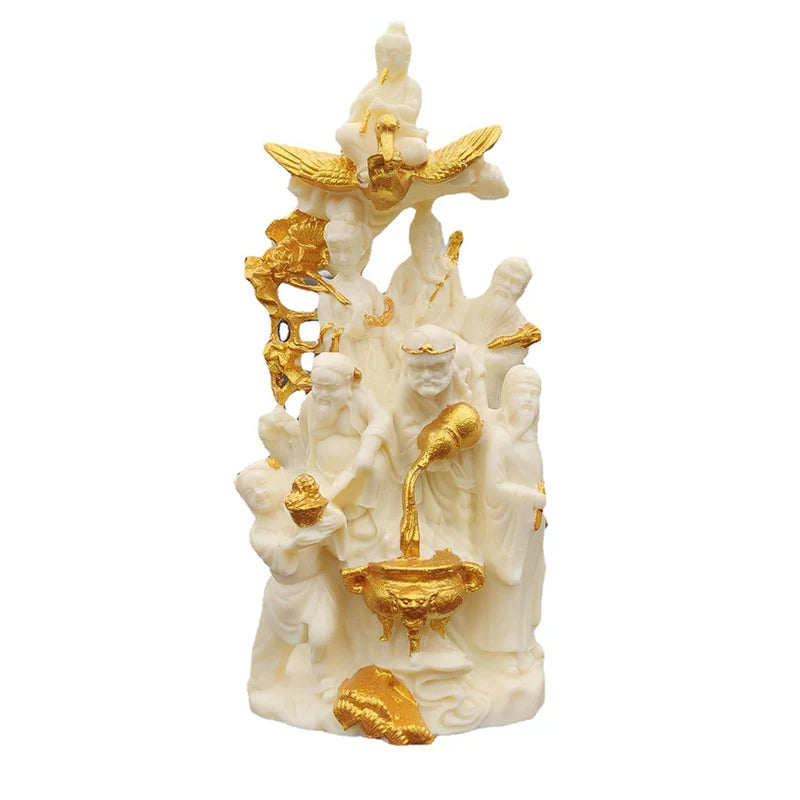 Chinese myth Characters Eight Immortals Crossing the Sea Decorative Statue Resin Art Sculpture Home Room Office Decorations