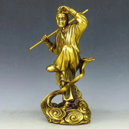 Chinese precision carving pure brass Monkey King (Myth characters ) statue