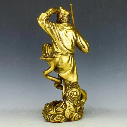 Chinese precision carving pure brass Monkey King (Myth characters ) statue