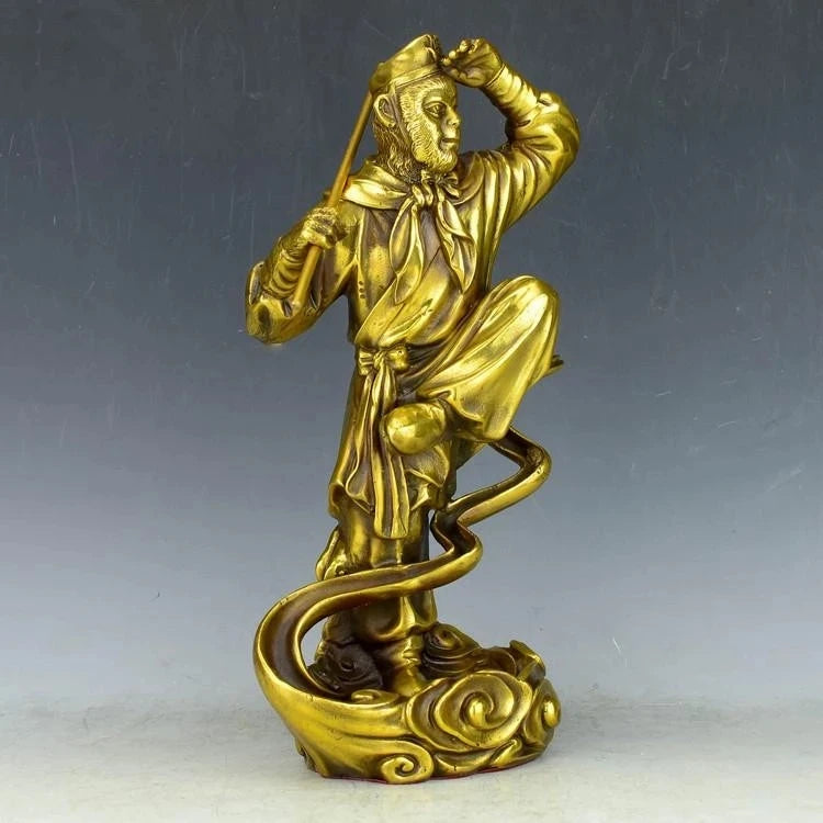 Chinese precision carving pure brass Monkey King (Myth characters ) statue