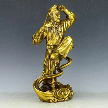 Chinese precision carving pure brass Monkey King (Myth characters ) statue