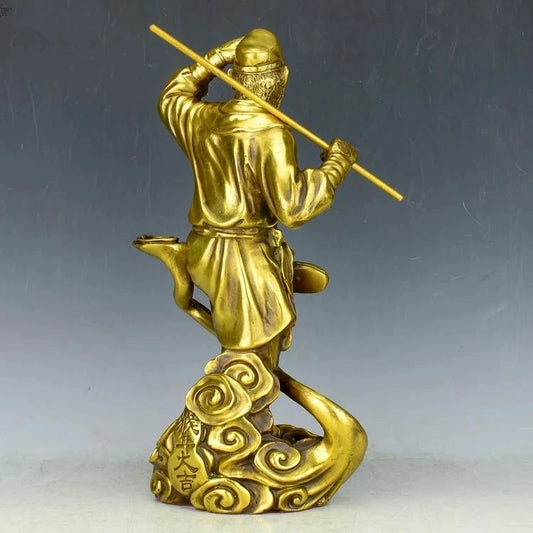 Chinese precision carving pure brass Monkey King (Myth characters ) statue