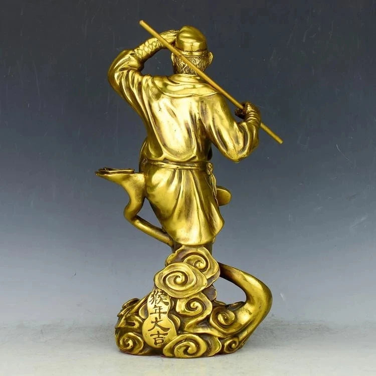 Chinese precision carving pure brass Monkey King (Myth characters ) statue