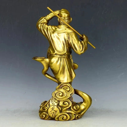 Chinese precision carving pure brass Monkey King (Myth characters ) statue