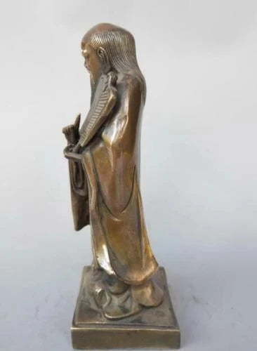 Chinese pure brass Taoist history founder laozi statue