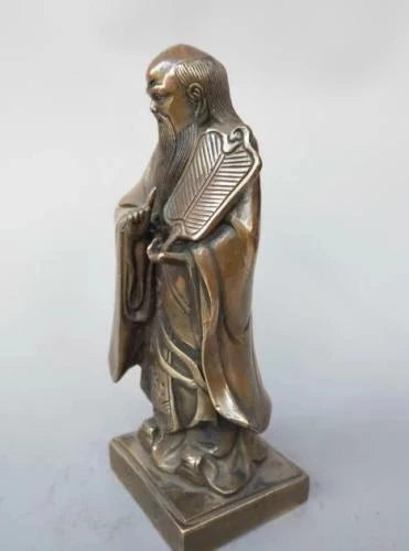 Chinese pure brass Taoist history founder laozi statue