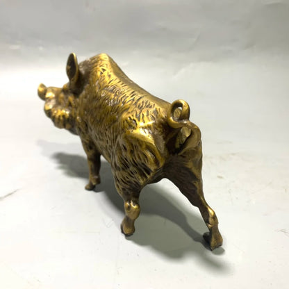 Chinese pure brass Zodiac pig crafts statue