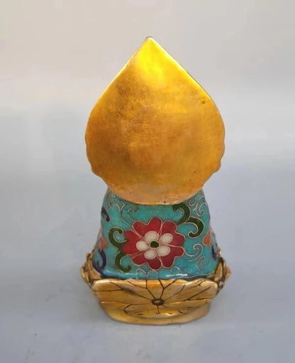 Chinese pure brass cloisonne guanyin bodhisattva statue