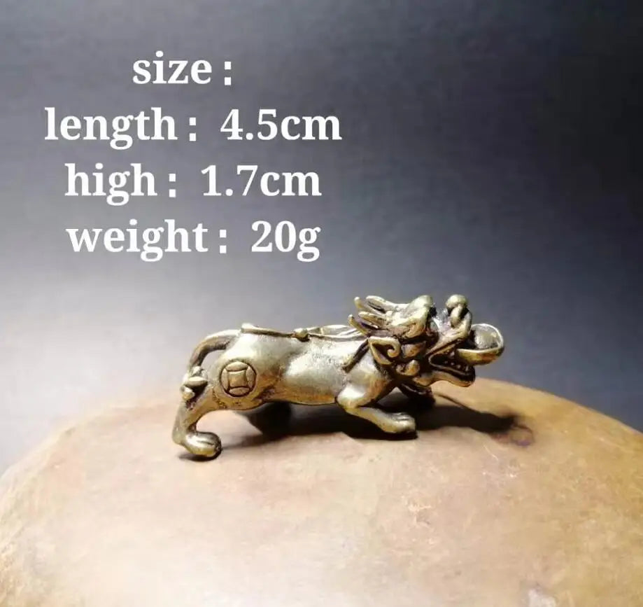Chinese pure brass god beast small crafts statue