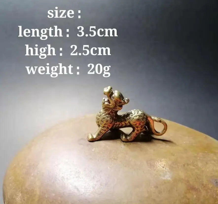 Chinese pure brass god beast small crafts statue