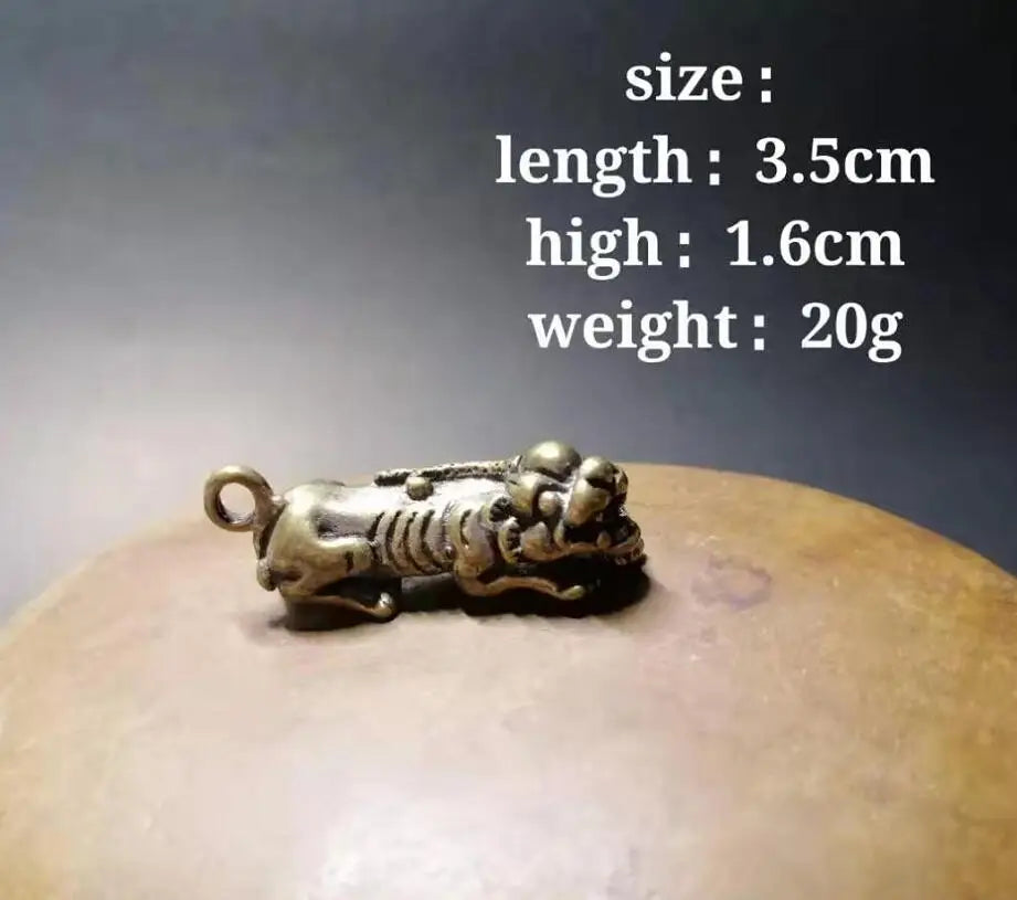 Chinese pure brass god beast small crafts statue