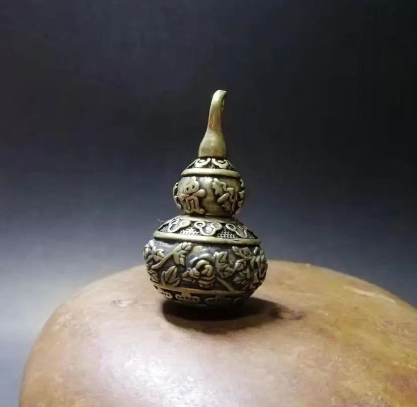 Chinese pure brass gourd small crafts statue