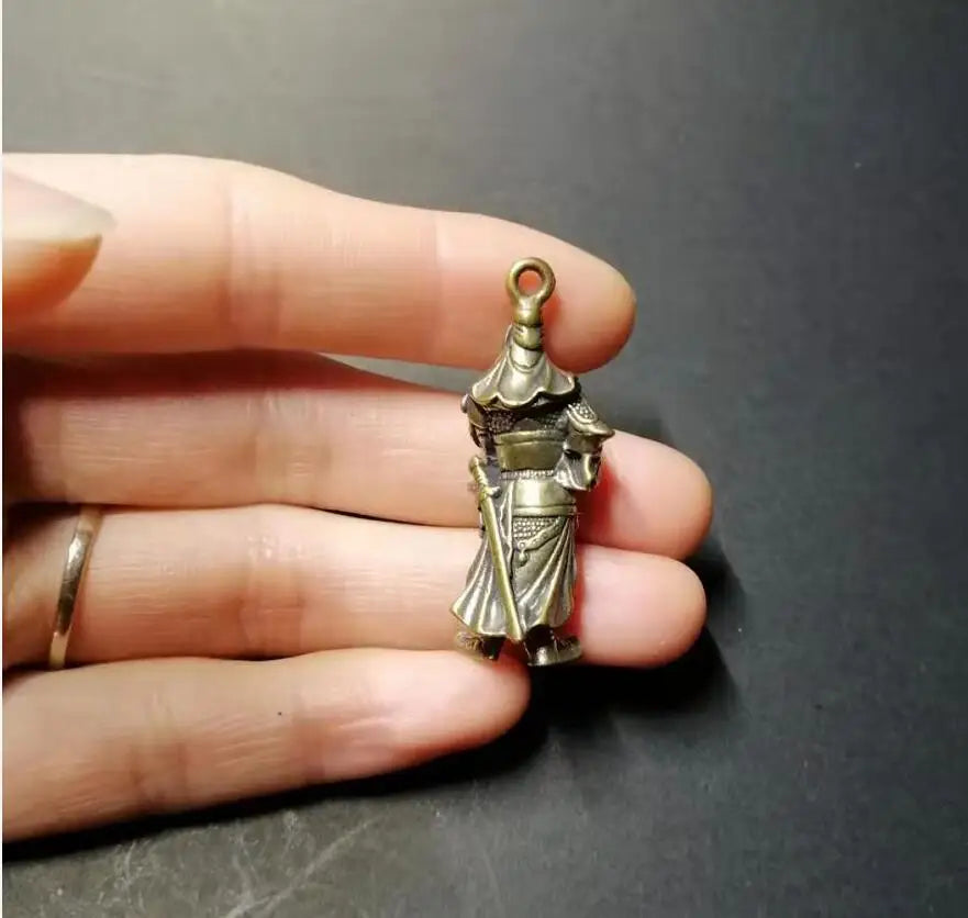 Chinese pure brass guanyu small crafts statue