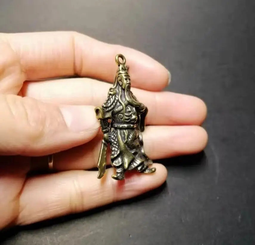 Chinese pure brass guanyu small crafts statue