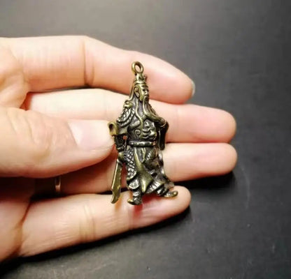 Chinese pure brass guanyu small crafts statue