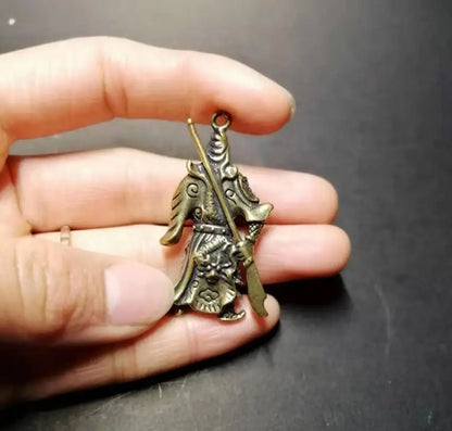 Chinese pure brass guanyu small crafts statue