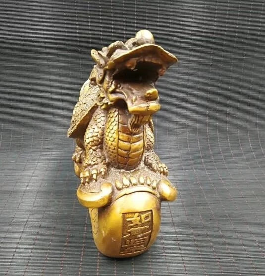 Chinese pure brass money dragon turtle feng shui decorative arts and crafts gift.
