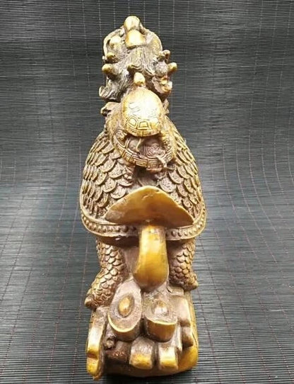 Chinese pure brass money dragon turtle feng shui decorative arts and crafts gift.