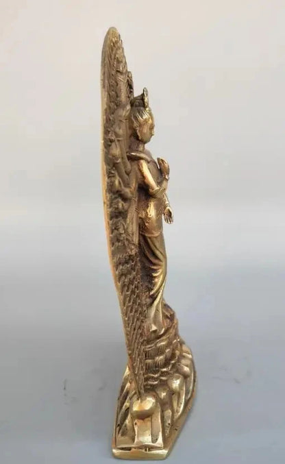 Chinese pure brass thousand hand guanyin crafts statue