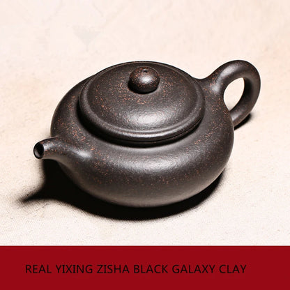 Chinese real yixing zisha black galaxy clay tea pot 180cc antique style pot of tea marked master teapot ball shaped infuse holes