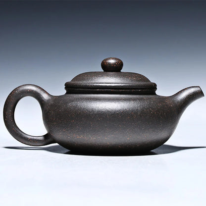 Chinese real yixing zisha black galaxy clay tea pot 180cc antique style pot of tea marked master teapot ball shaped infuse holes