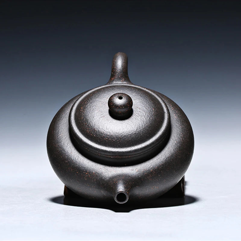 Chinese real yixing zisha black galaxy clay tea pot 180cc antique style pot of tea marked master teapot ball shaped infuse holes