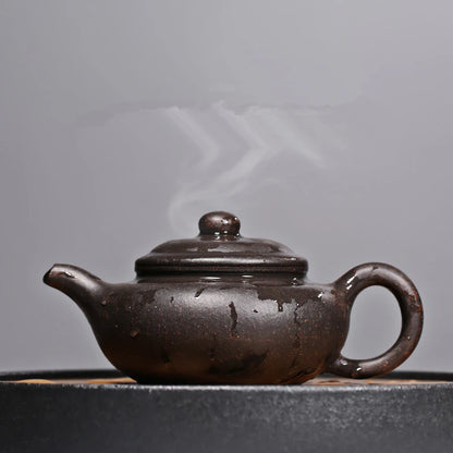 Chinese real yixing zisha black galaxy clay tea pot 180cc antique style pot of tea marked master teapot ball shaped infuse holes