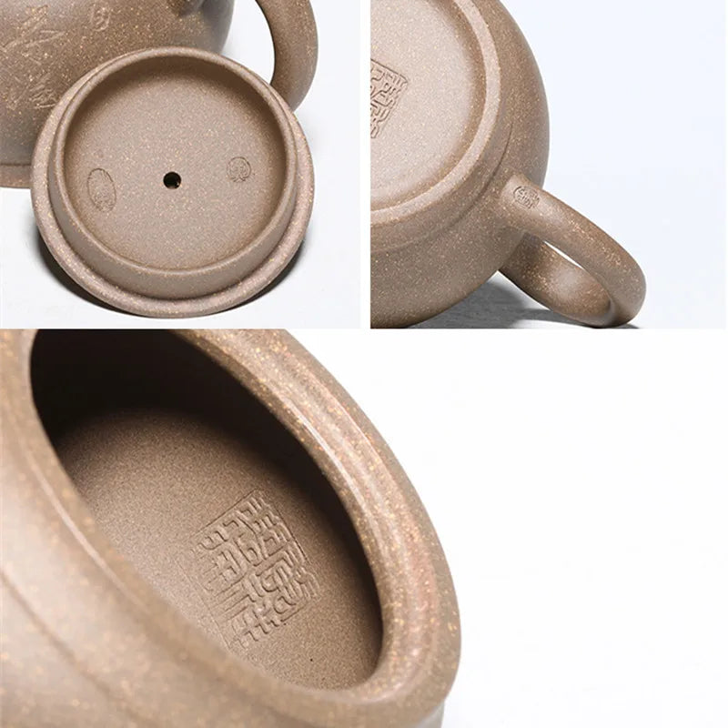 Chinese real yixing zisha duan clay tea pot Character carved ball shaped infuser holes kunfu pot of tea marked master on sales