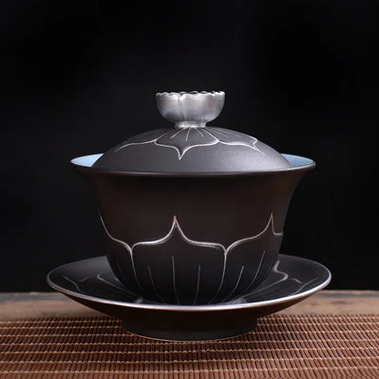 Chinese style Hand Made cover bowl tea set ceramics Tea cup gaiwan tea pot Travel teaset Home Office Tea Bowl 140ml