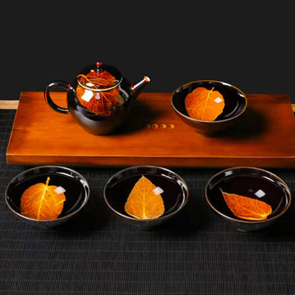 Chinese style Jianzhan tea cup Kungfu small tea cup ceramic color changing cup porcelain tea set latte cooking wine set